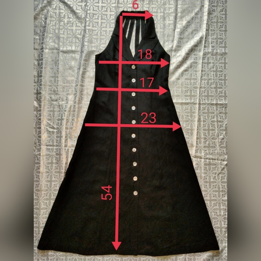 Jessica Howard Backless Halter Dress 65% Linen 35% Rayon - Picture 5 of 12